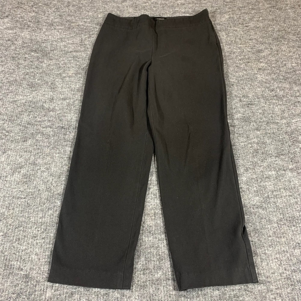 Talbots Dress Pants Womens 12 Black Straight Leg Heritage 32x28 Mid Rise‎ Career